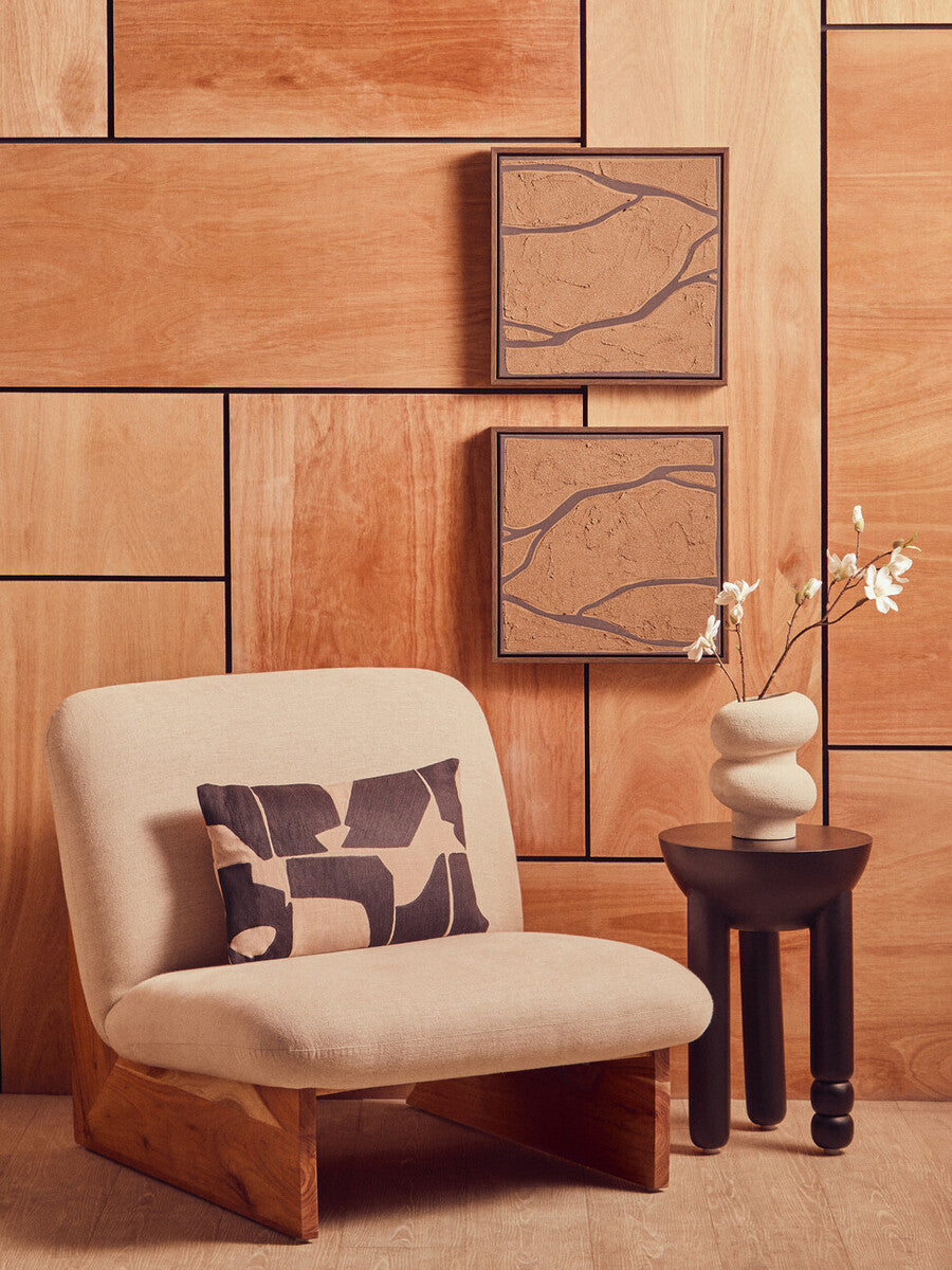 Parova Linen Texture Armless Chair With Wood Base