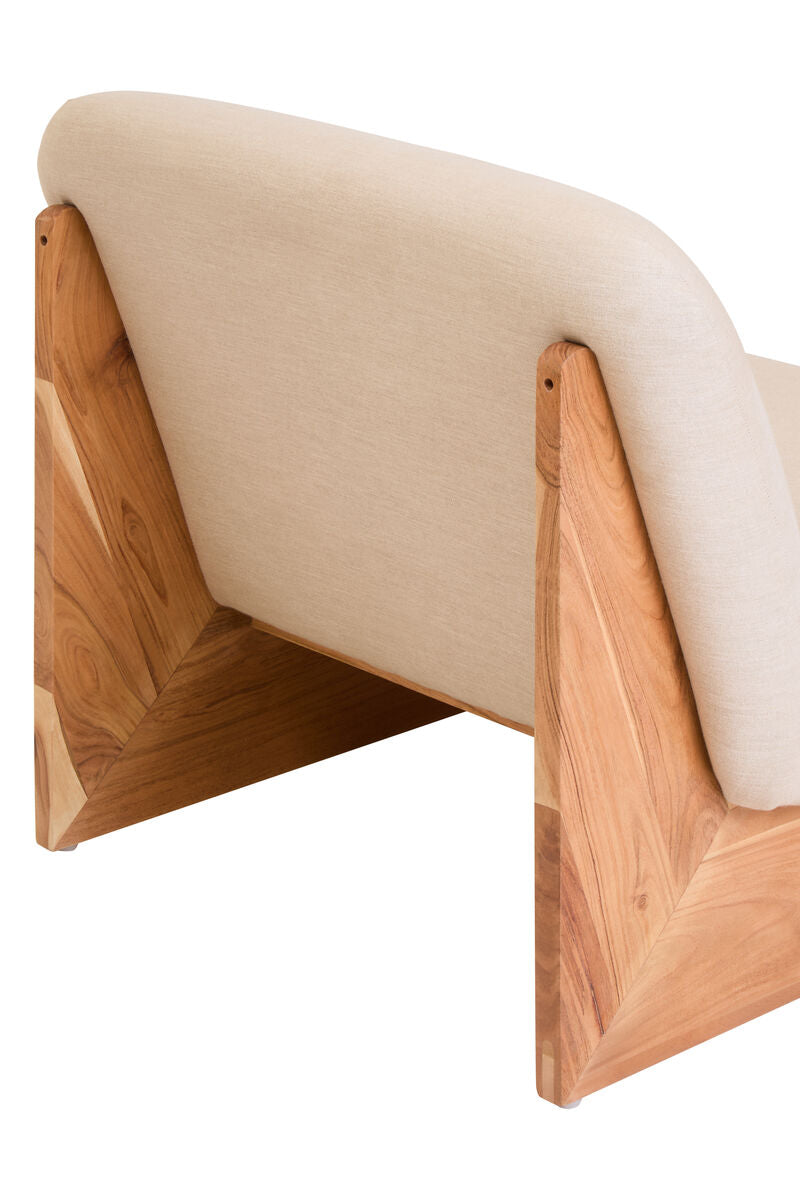 Parova Linen Texture Armless Chair With Wood Base