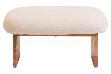 Parova Linen Texture Footstool With Wood Base