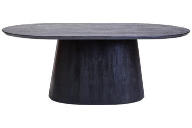 Perdoba Mango Wood Oval Dining Table in Black Finish