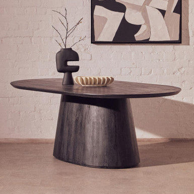 Perdoba Mango Wood Oval Dining Table in Black Finish