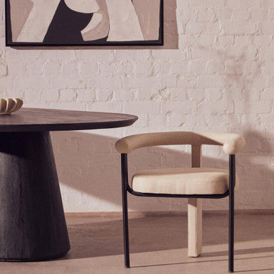 Perdoba Texture Fabric Black Iron Frame Dining Chair