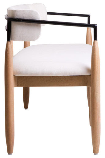 Persolo Texture Fabric Black Iron and Wood Frame Dining Bench