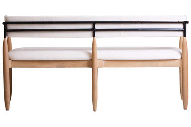 Persolo Texture Fabric Black Iron and Wood Frame Dining Bench