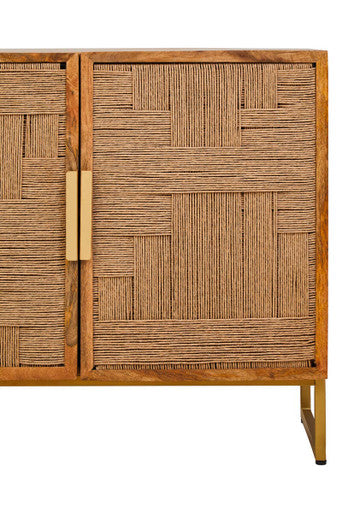 Mango Wood Paper Rope Detail Four Door Sideboard | Teora