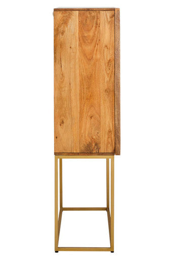 Teora Paper Rope Detail Two Door Mango Wood Cabinet