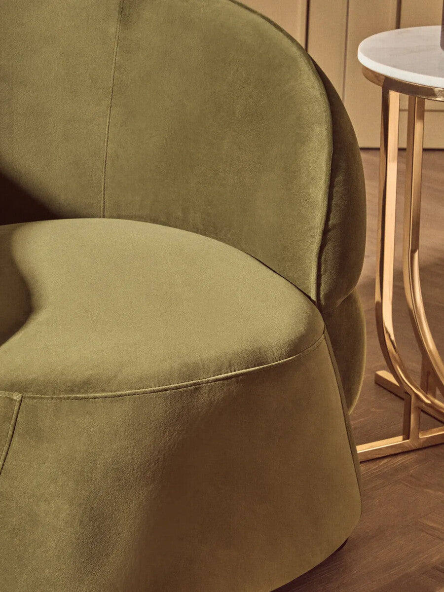 Forest Green Curved Velvet Chair | Darla