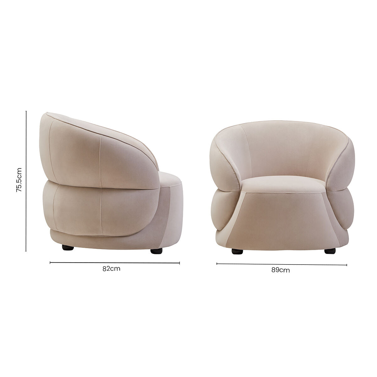 Darla Curve Stone Velvet Chair