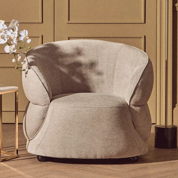Taupe Chenille Effect Curved Chair | Daphne
