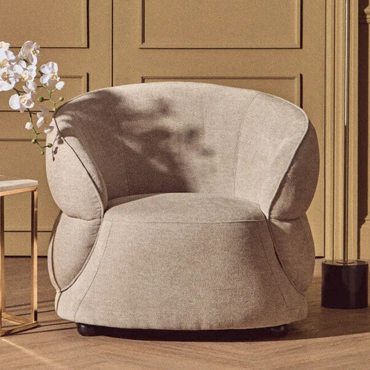 Taupe Chenille Effect Curved Chair | Daphne