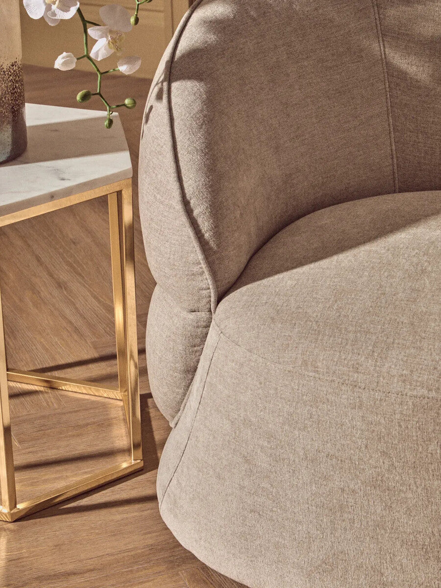 Taupe Chenille Effect Curved Chair | Daphne
