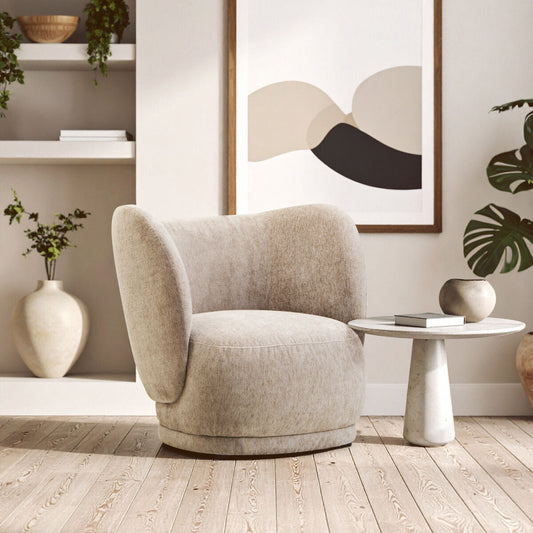 Delray Textured Chenille Effect Deep Stone Curve Chair