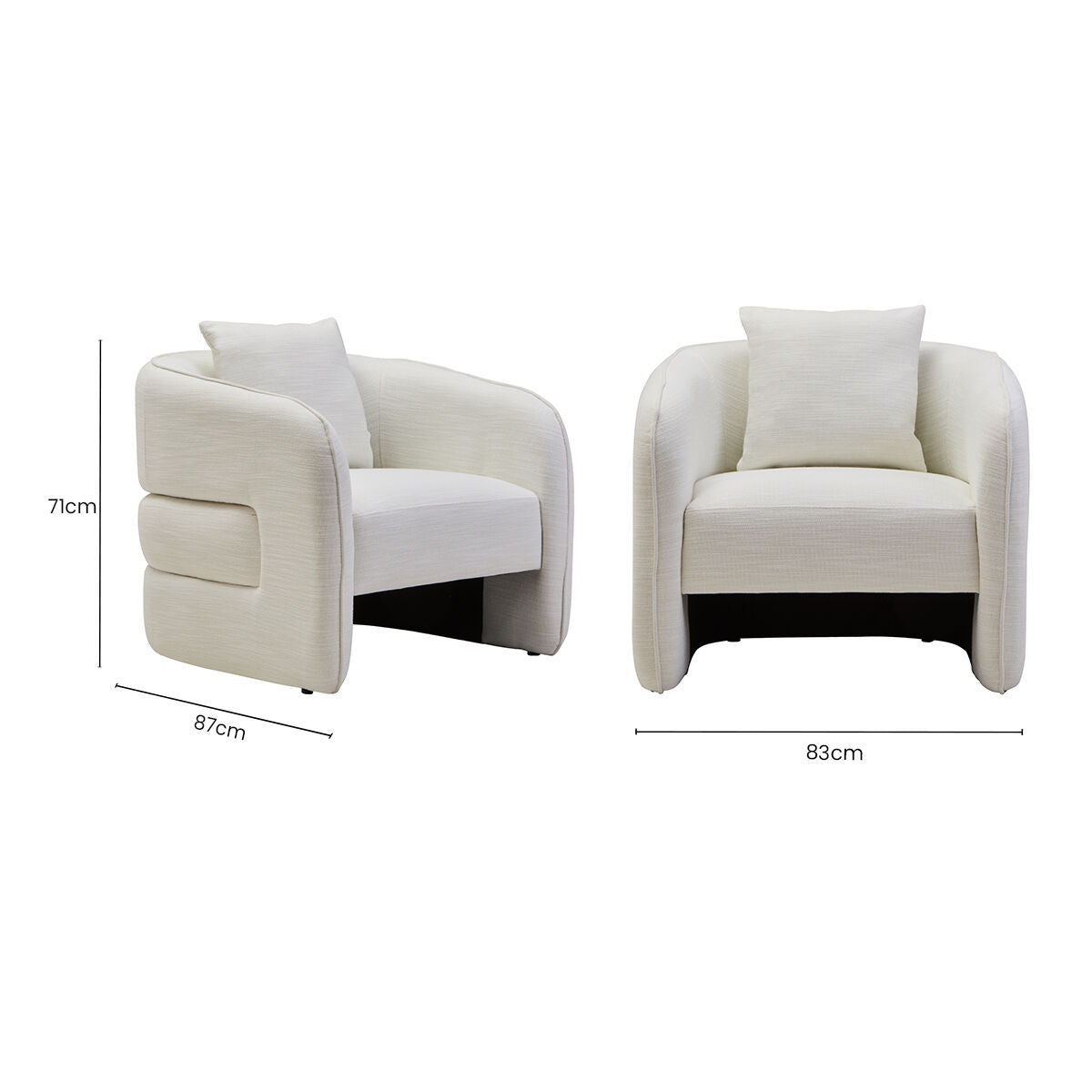 Bilani Cream Linen Effect Curved Chair