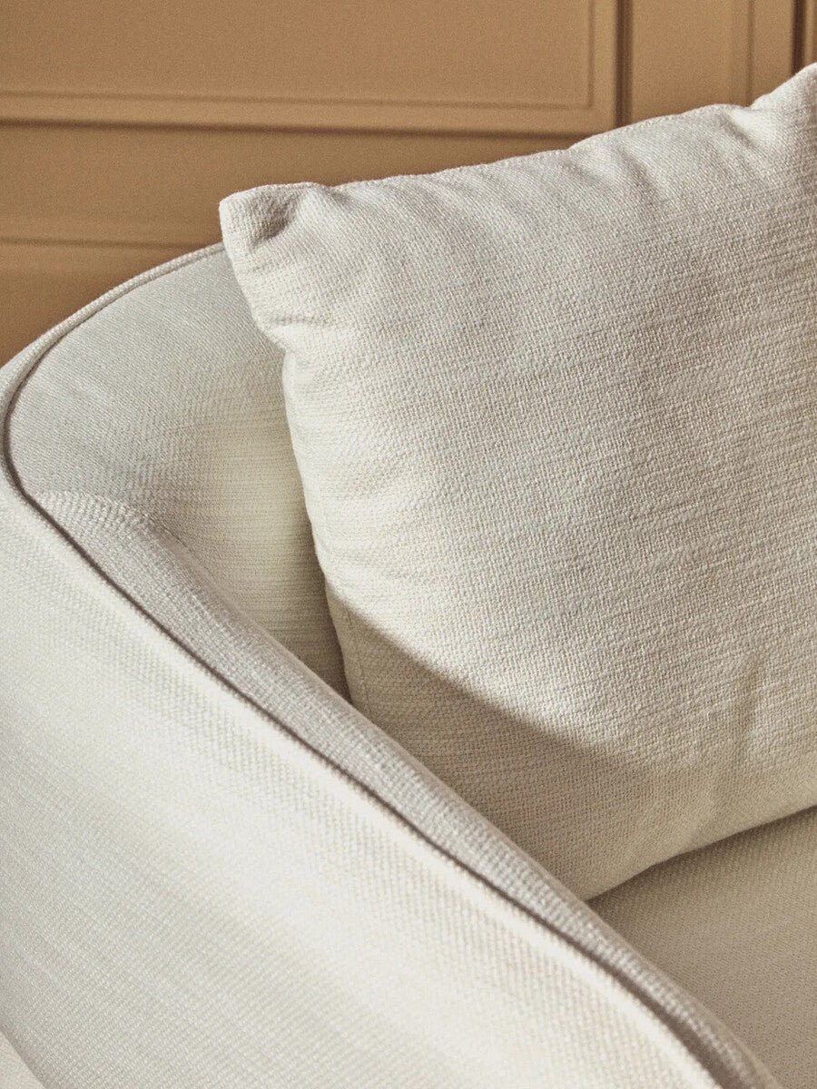 Cream Linen Effect Curved Chair | Bilani