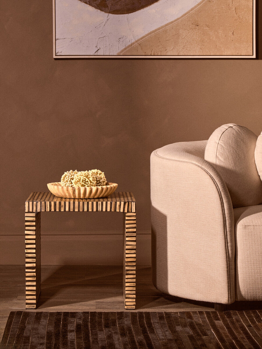 Bambusa Bamboo Inlay Curved Side Table