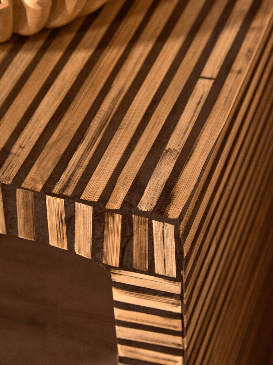 Bambusa Bamboo Inlay Curved Side Table