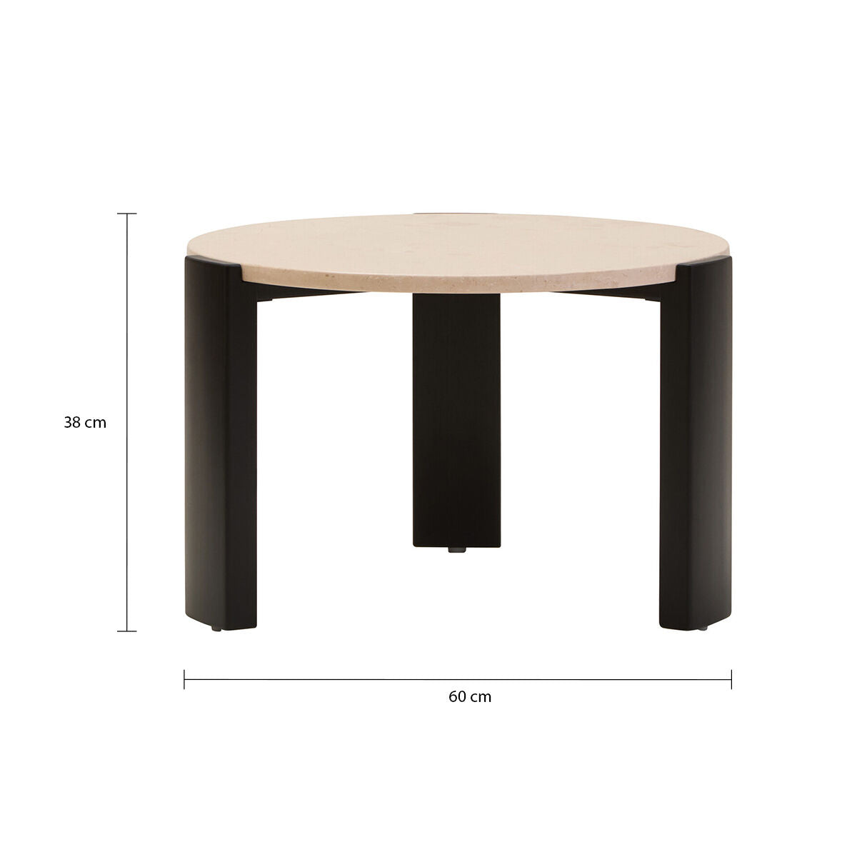 Palermo Cream Marble and Black Acacia Wood Small Round Coffee Table