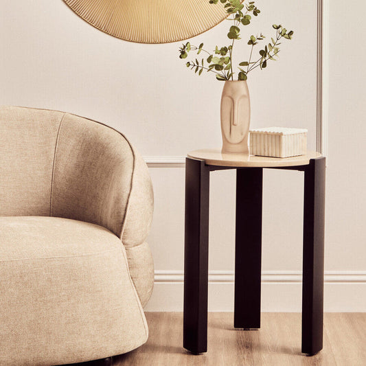 Palermo Cream Marble Top Round Side Table