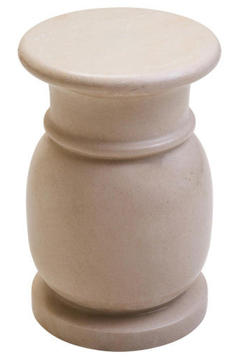 Cream Marble Multi Use Stool and Side Table with Refined Smooth Surface | Zoro
