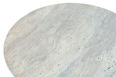 Walton Travertine Top Coffee Table with Black Acacia Wood Base