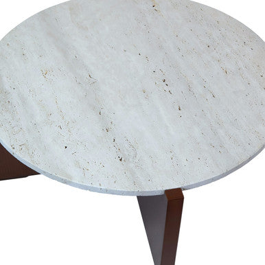 Winton Travertine Top Coffee Table With Acacia Wood Frame