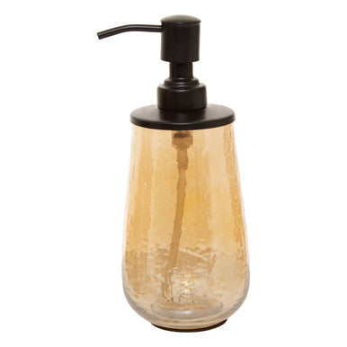 Allegra Black and Gold Glass Soap Dispenser with Textured Detail