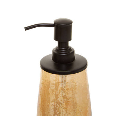 Allegra Black and Gold Glass Soap Dispenser with Textured Detail