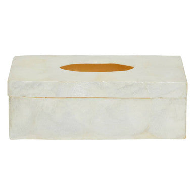 Palu White Sea Shell Tissue Box