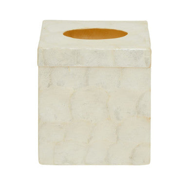 Palu White Shell Square Tissue Box