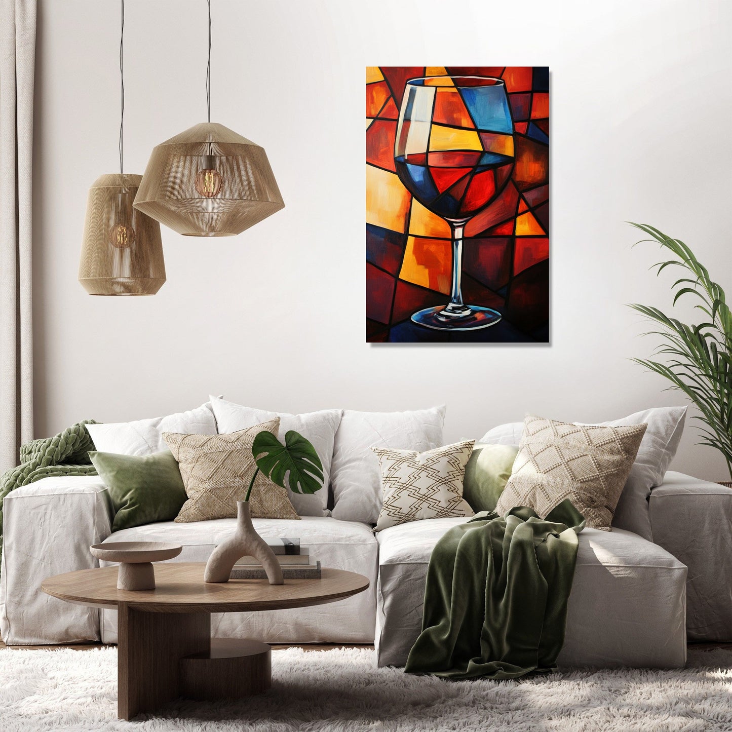 Geometric Wine Glass Canvas