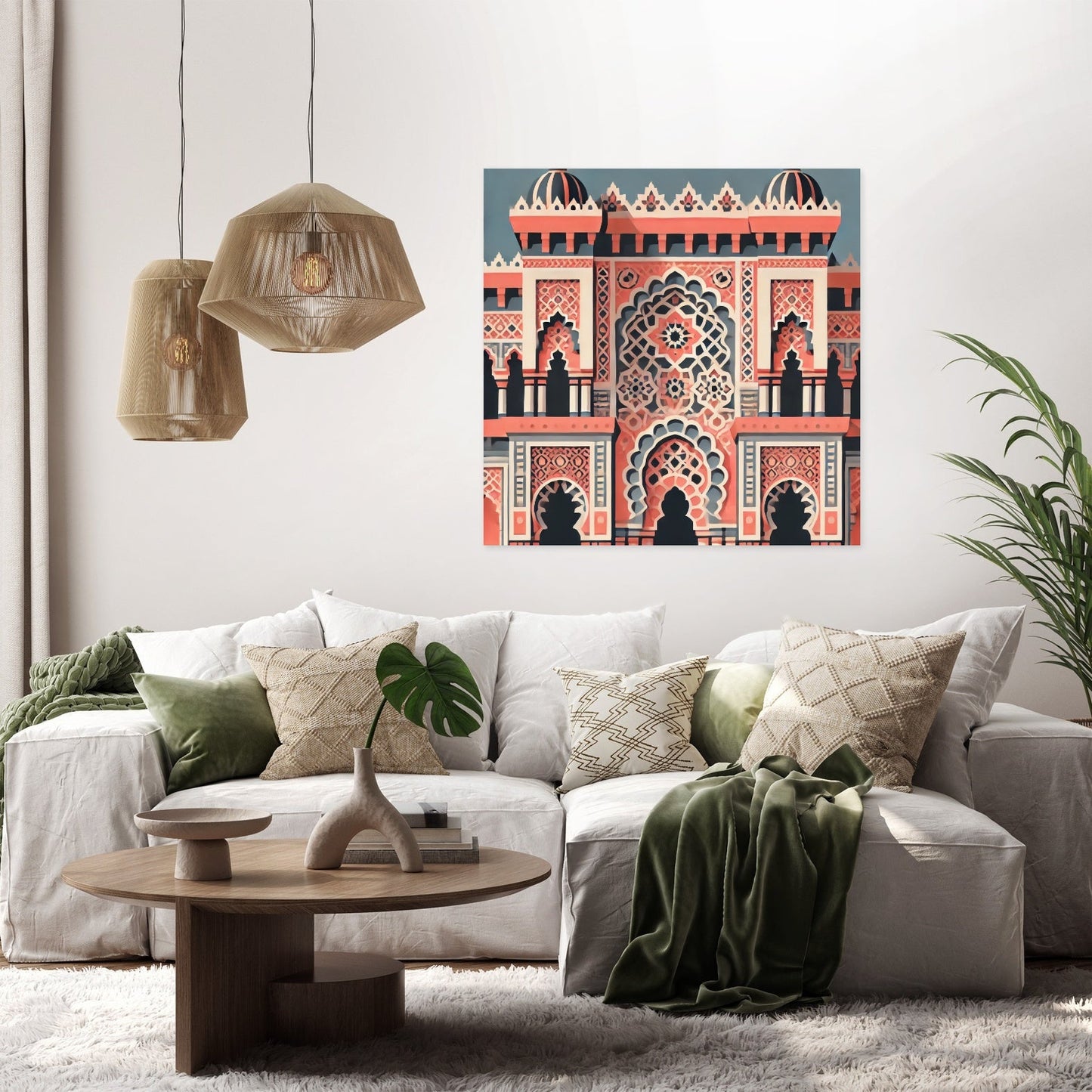 Coral & Blue Islamic Architecture Canvas