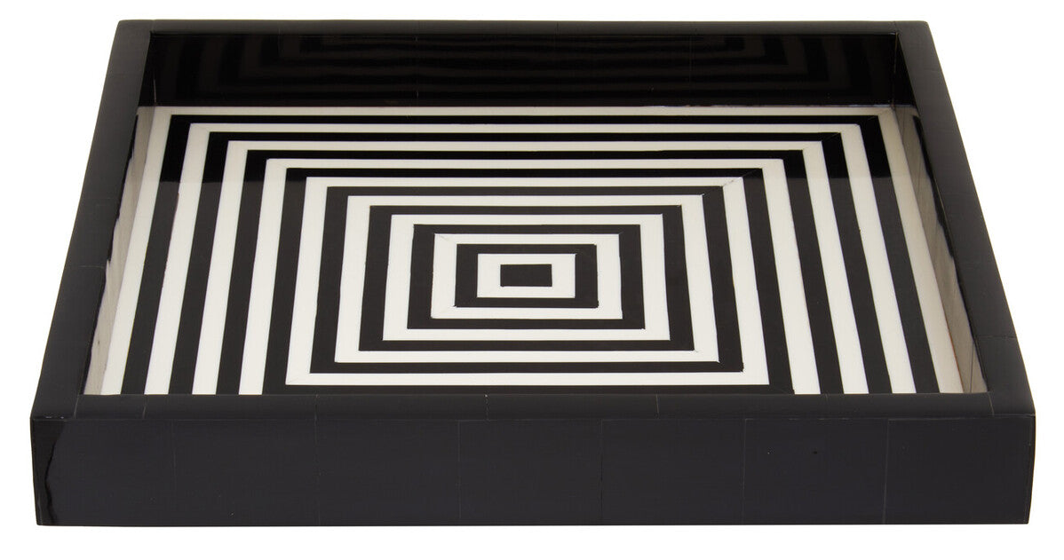 Donato Black And White Finish Square Tray