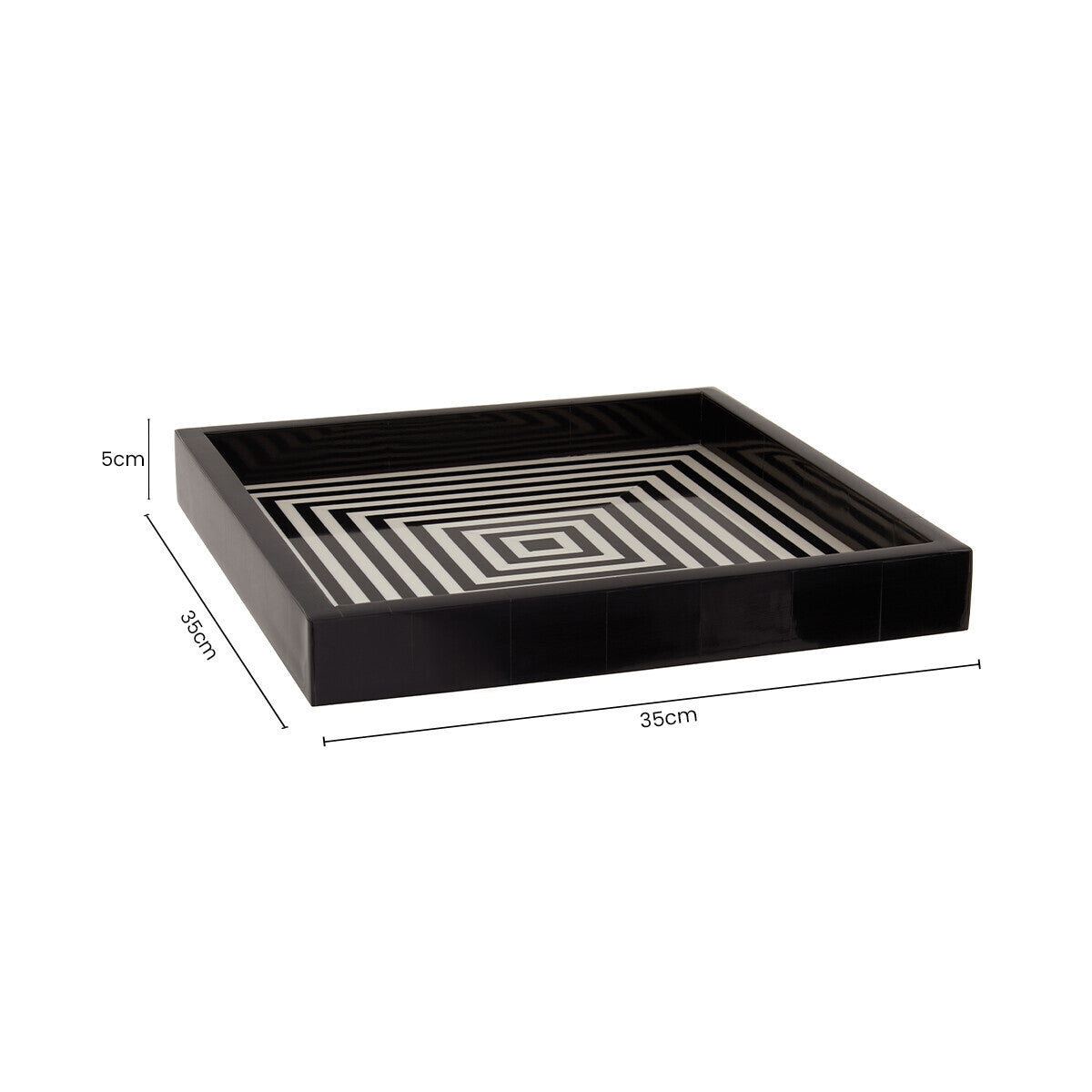 Donato Black And White Finish Square Tray