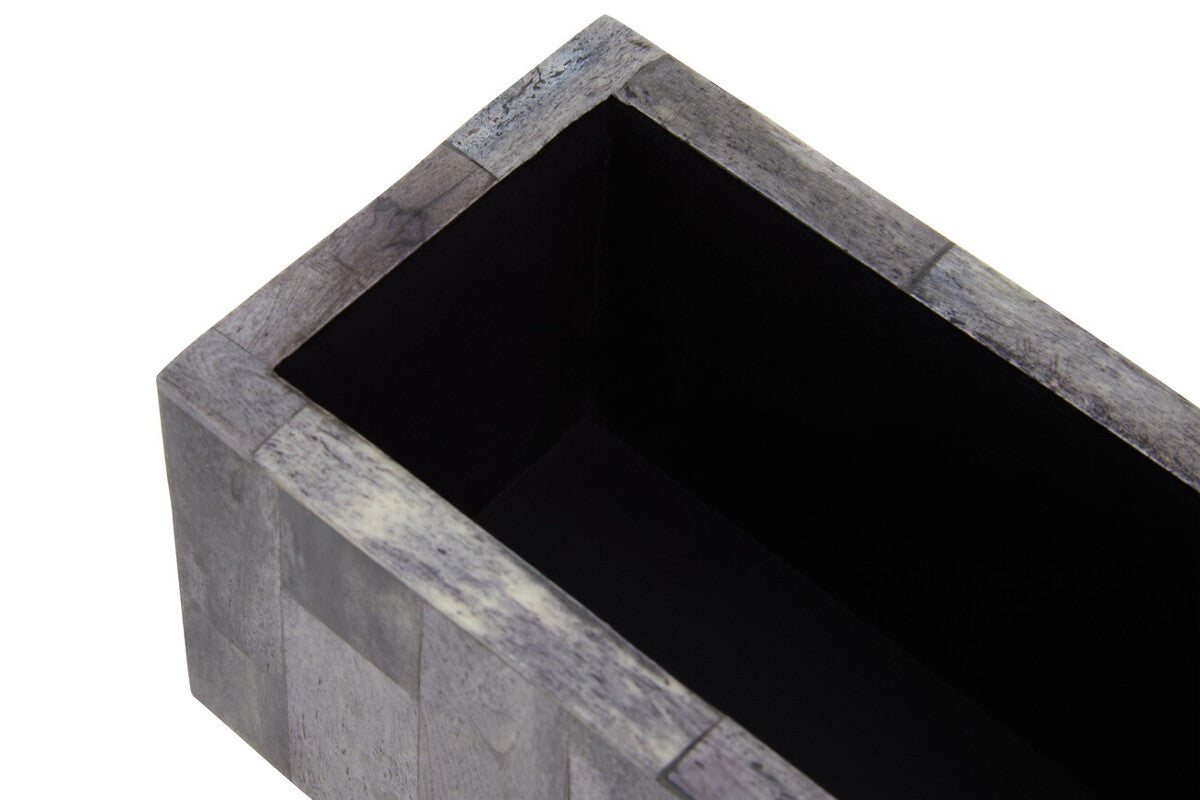 Grey Bone Domino Set with Black Dominoes | Churchill Games