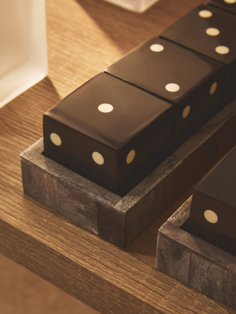 Grey Bone Dice Set with Black Dice | Churchill Games