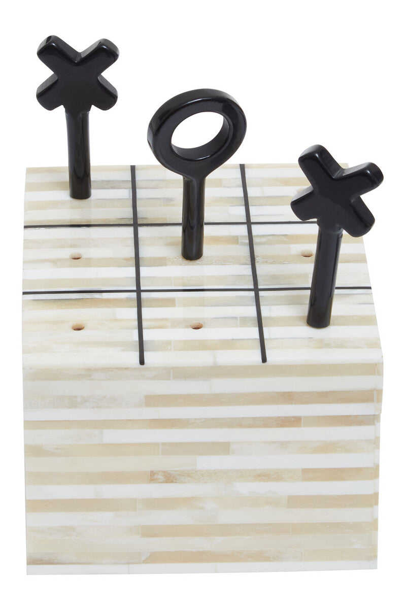 Cream and Black Bone Noughts & Crosses | Churchill Games
