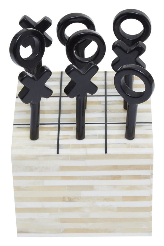 Churchill Games Cream and Black Bone Noughts & Crosses