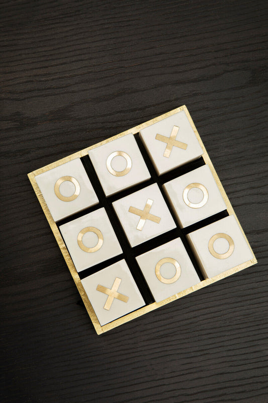 Churchill Games Cream and Black Bone Noughts & Crosses