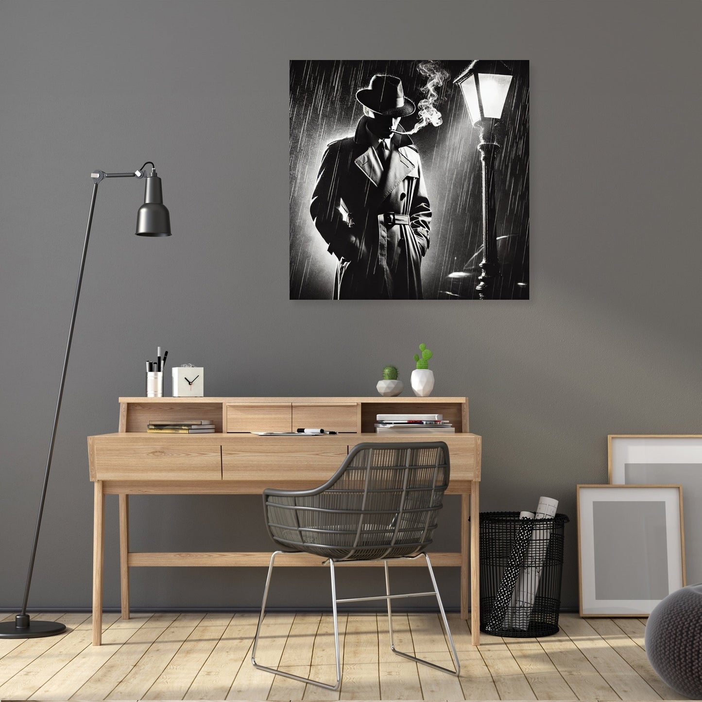 Noir Detective Rain Canvas