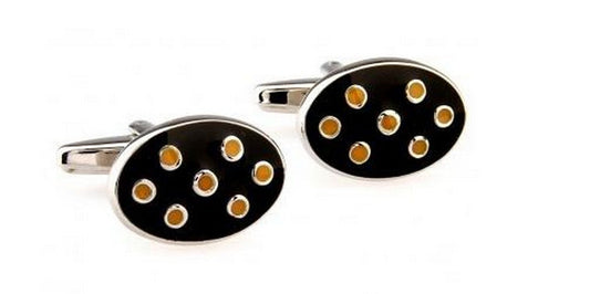 black spotty cufflinks