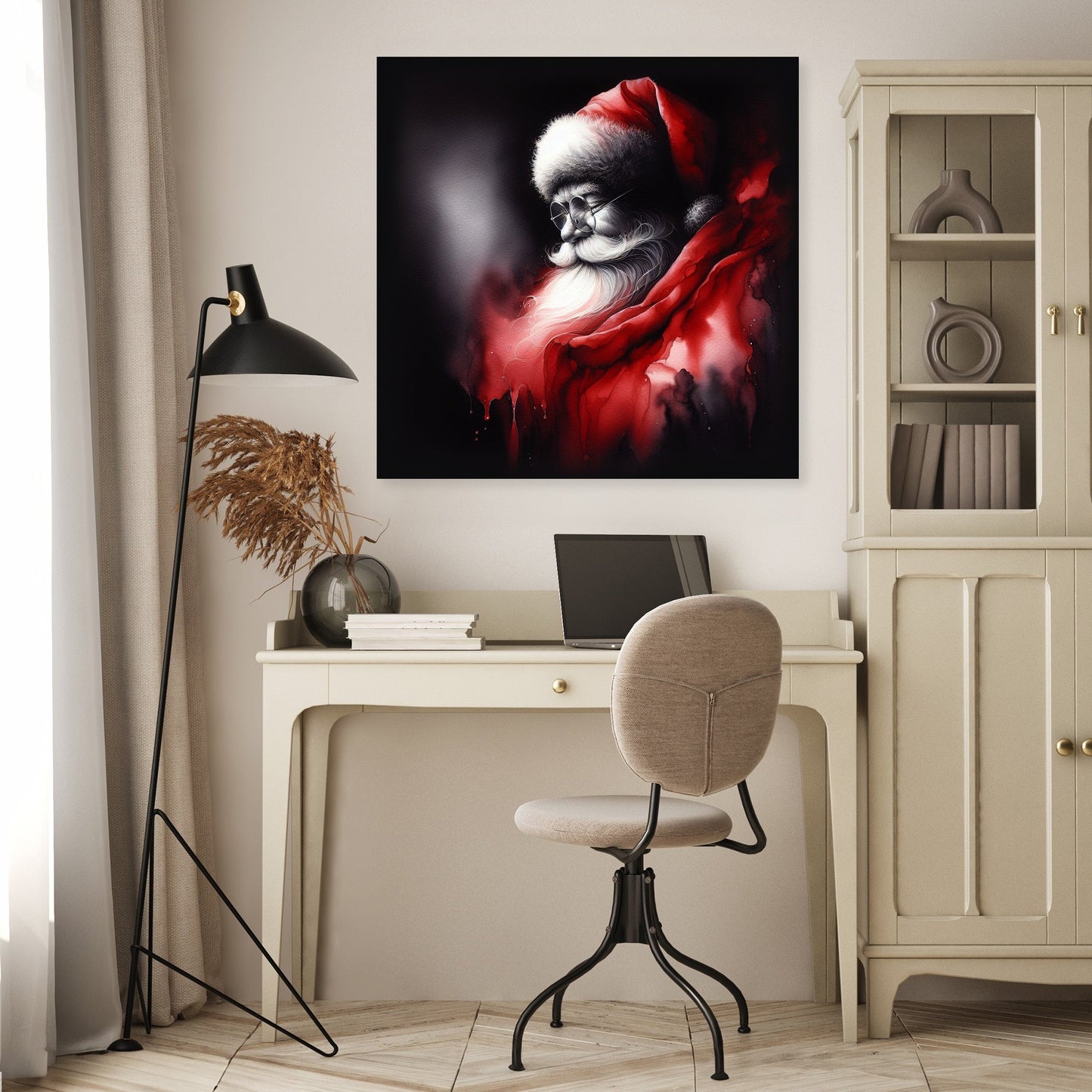 Santa's Melancholy Christmas Canvas