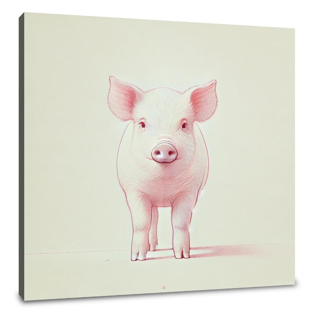 Minimalist Pig Charm Canvas