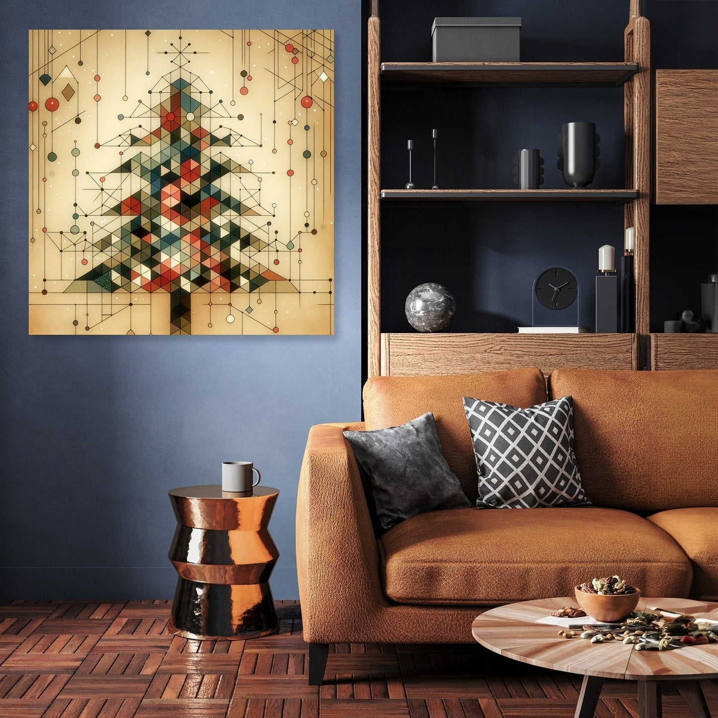 Geometric Festivity Christmas Tree Canvas
