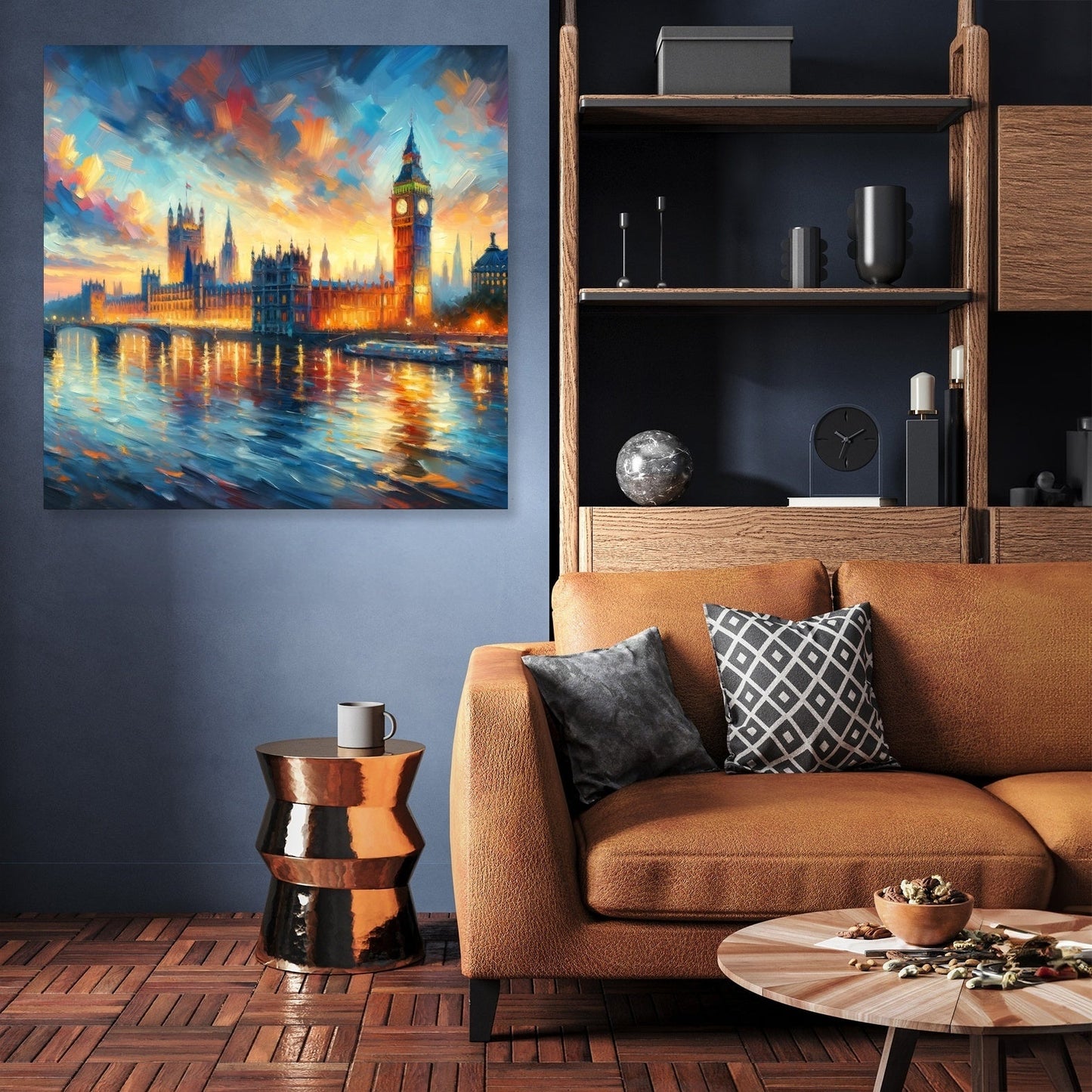 London Parliament Sunset Impression Canvas