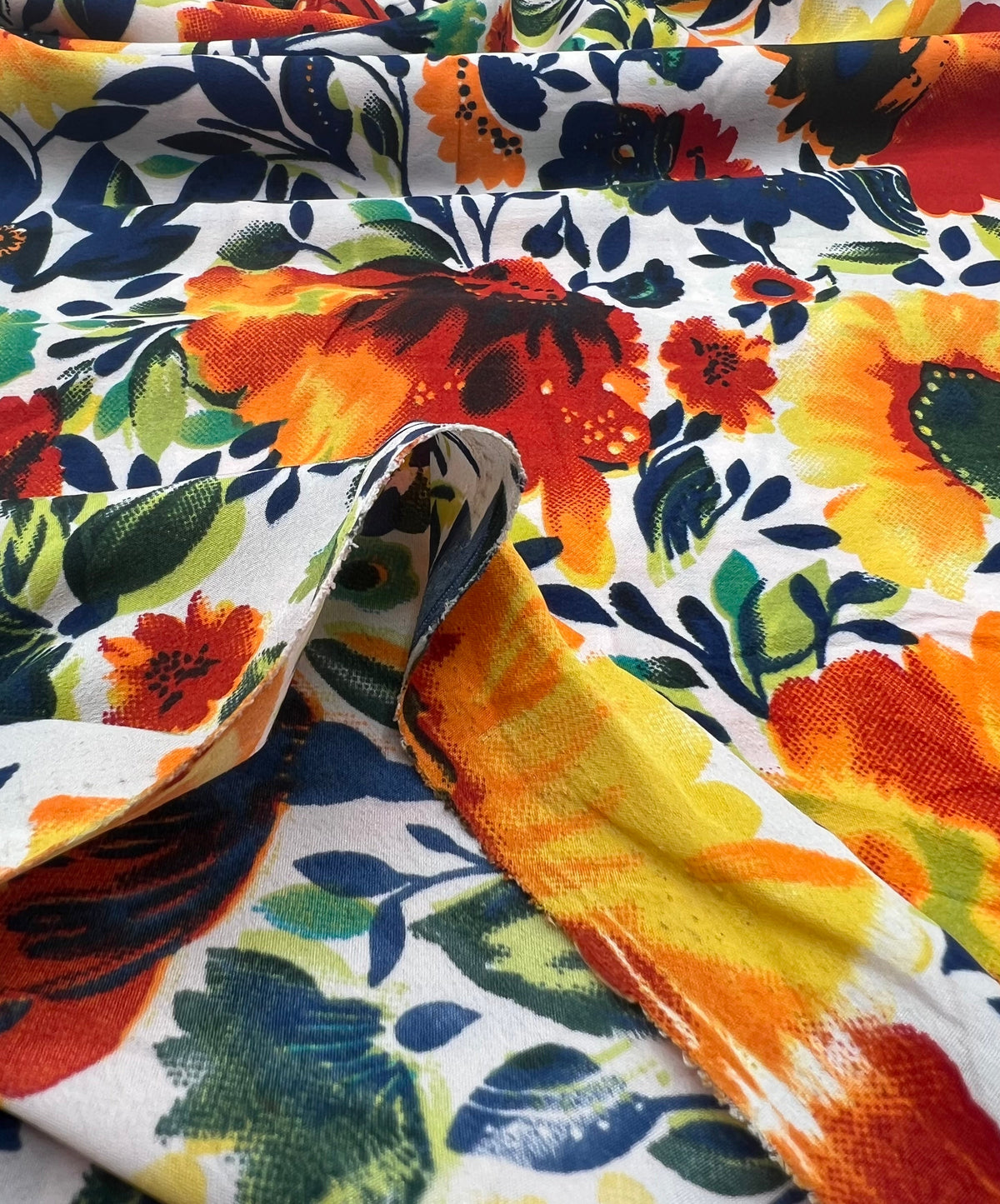 Bright Multi Floral Lightweight Crepe Fabric 80GSM Non Stretch