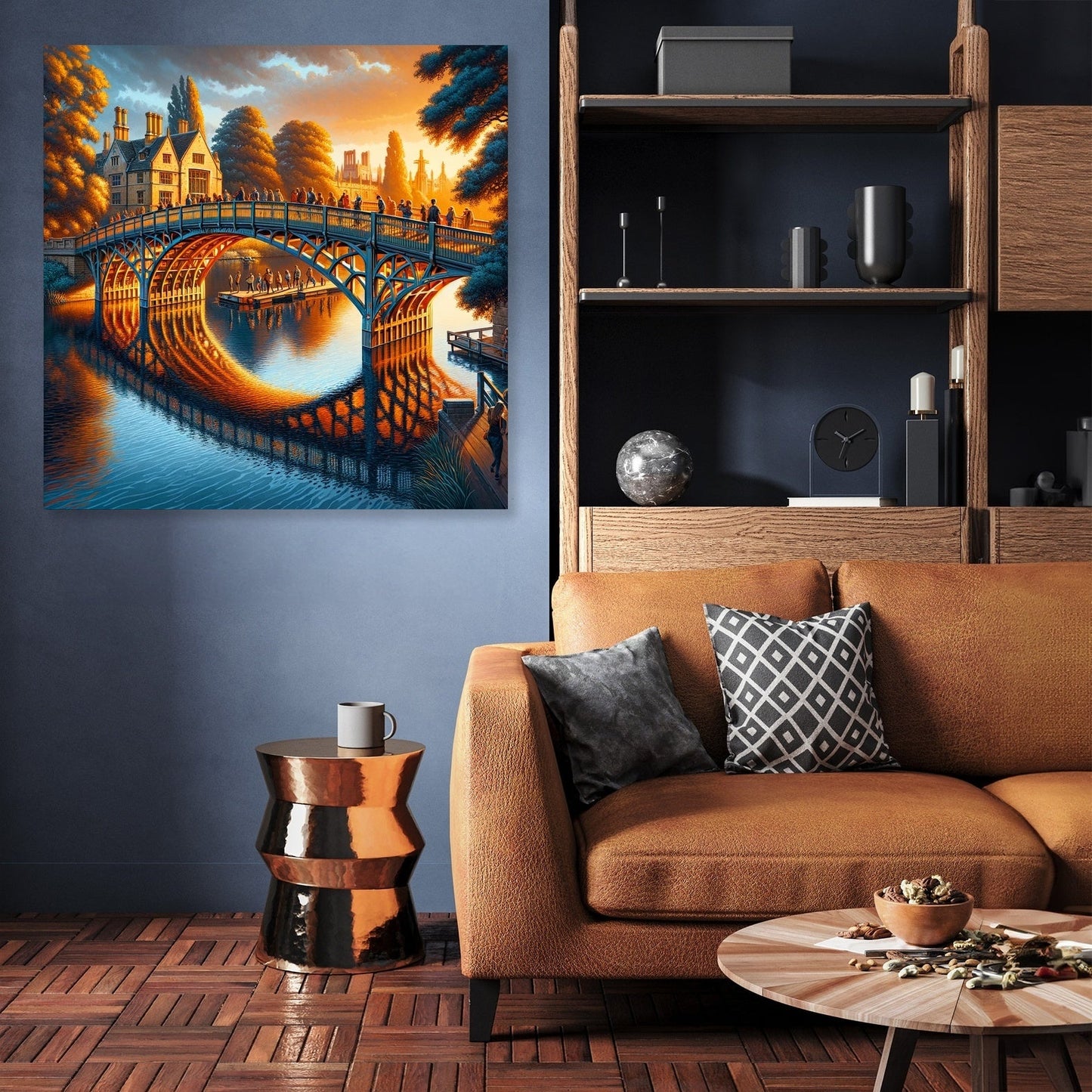 Cambridge Sunset Serenity at Mathematical Bridge Canvas