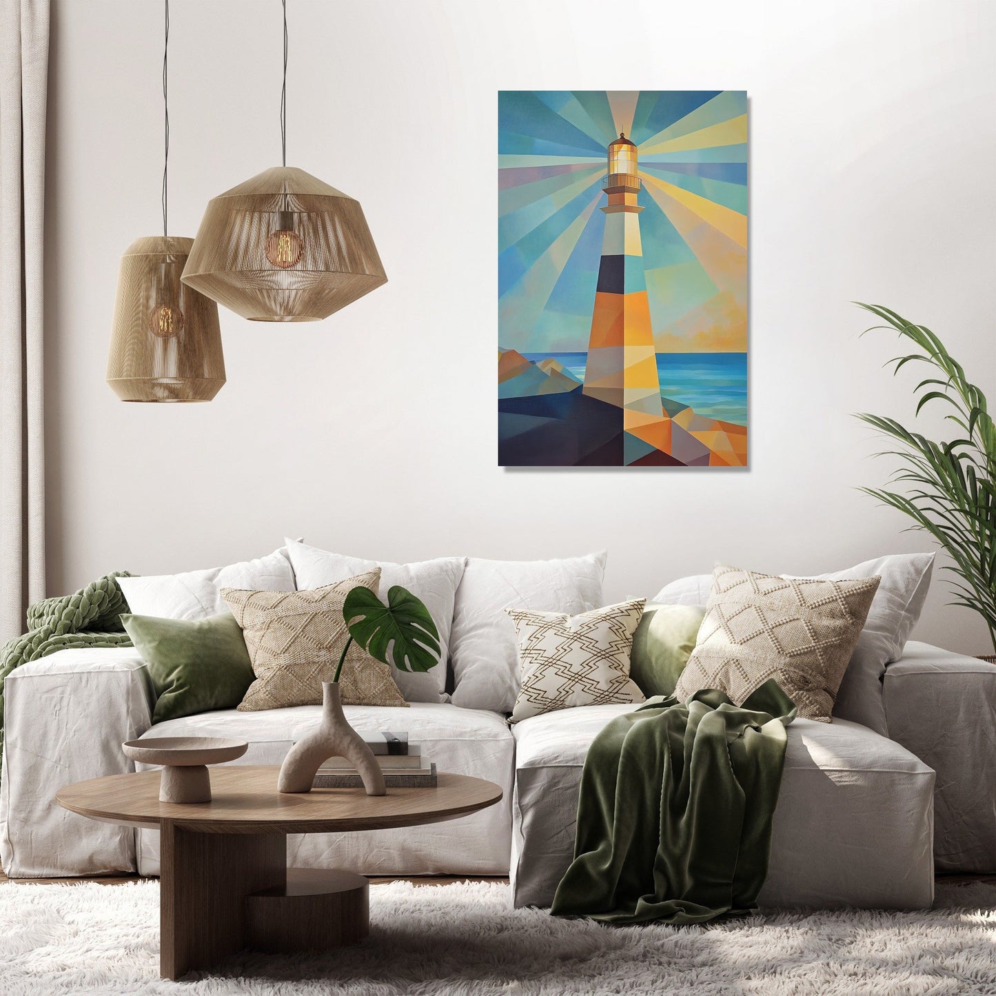 Geometric Lighthouse Canvas