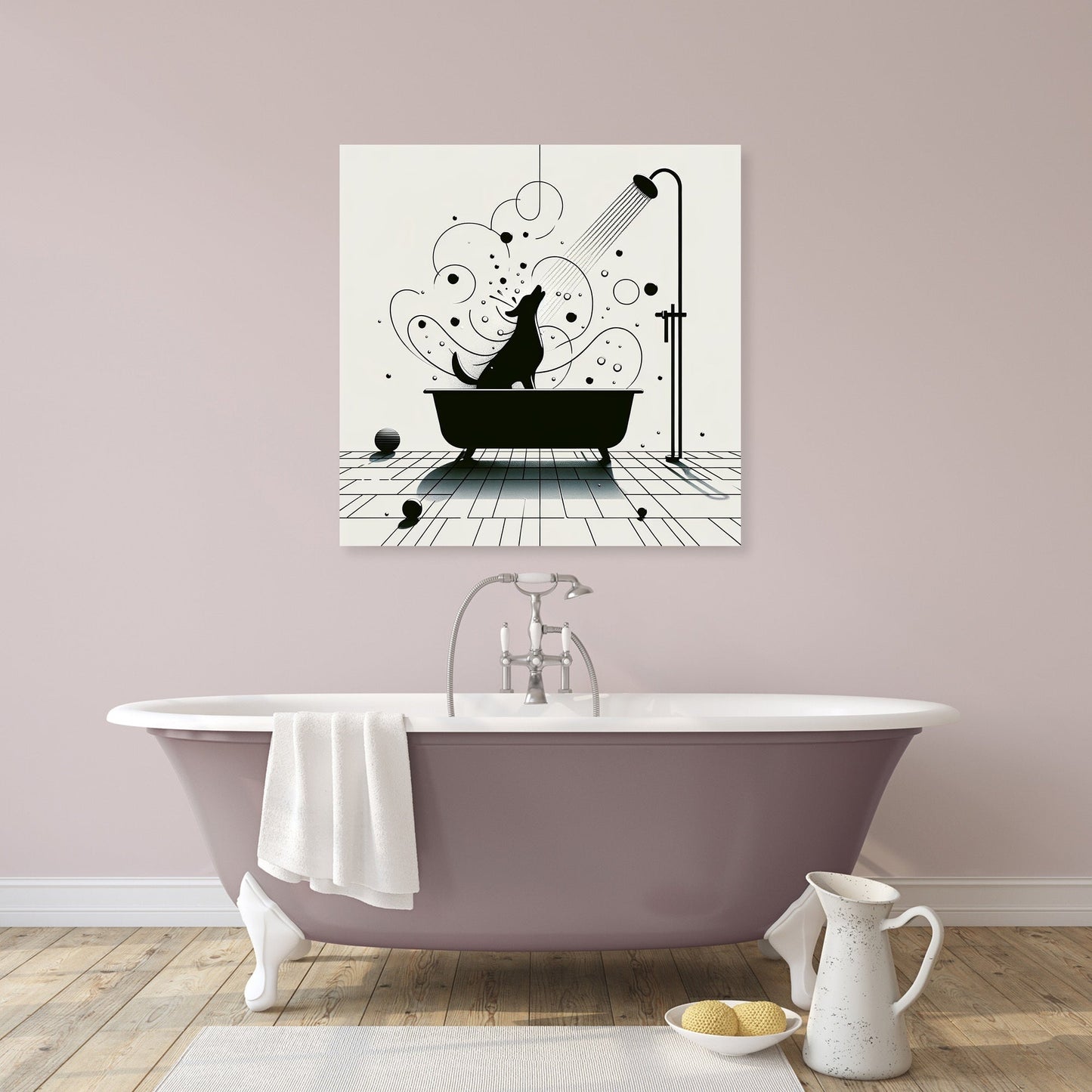 Minimalist Canine Bath Time Canvas