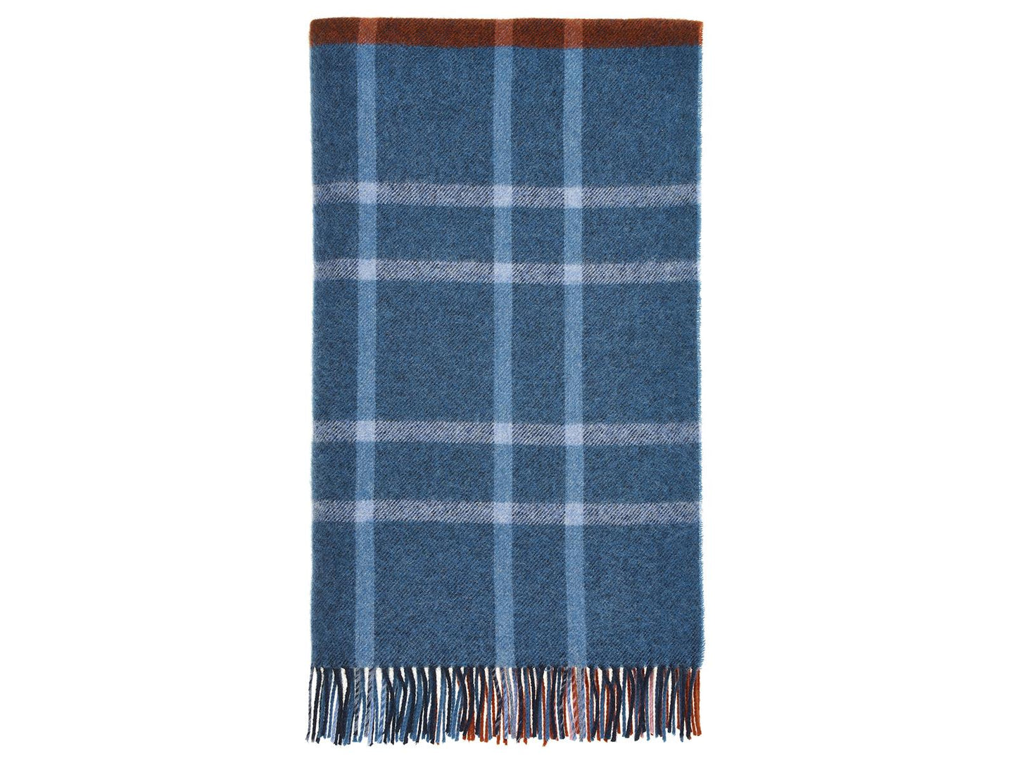 Stormness Check Pure New Wool Throw - Brick/Navy