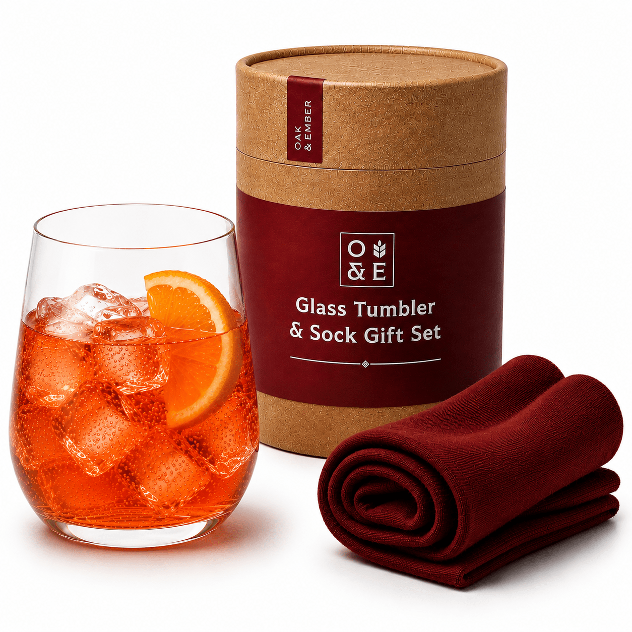 Stemless Cocktail Glass & Socks Gift Set | Premium Drinks Gift Set